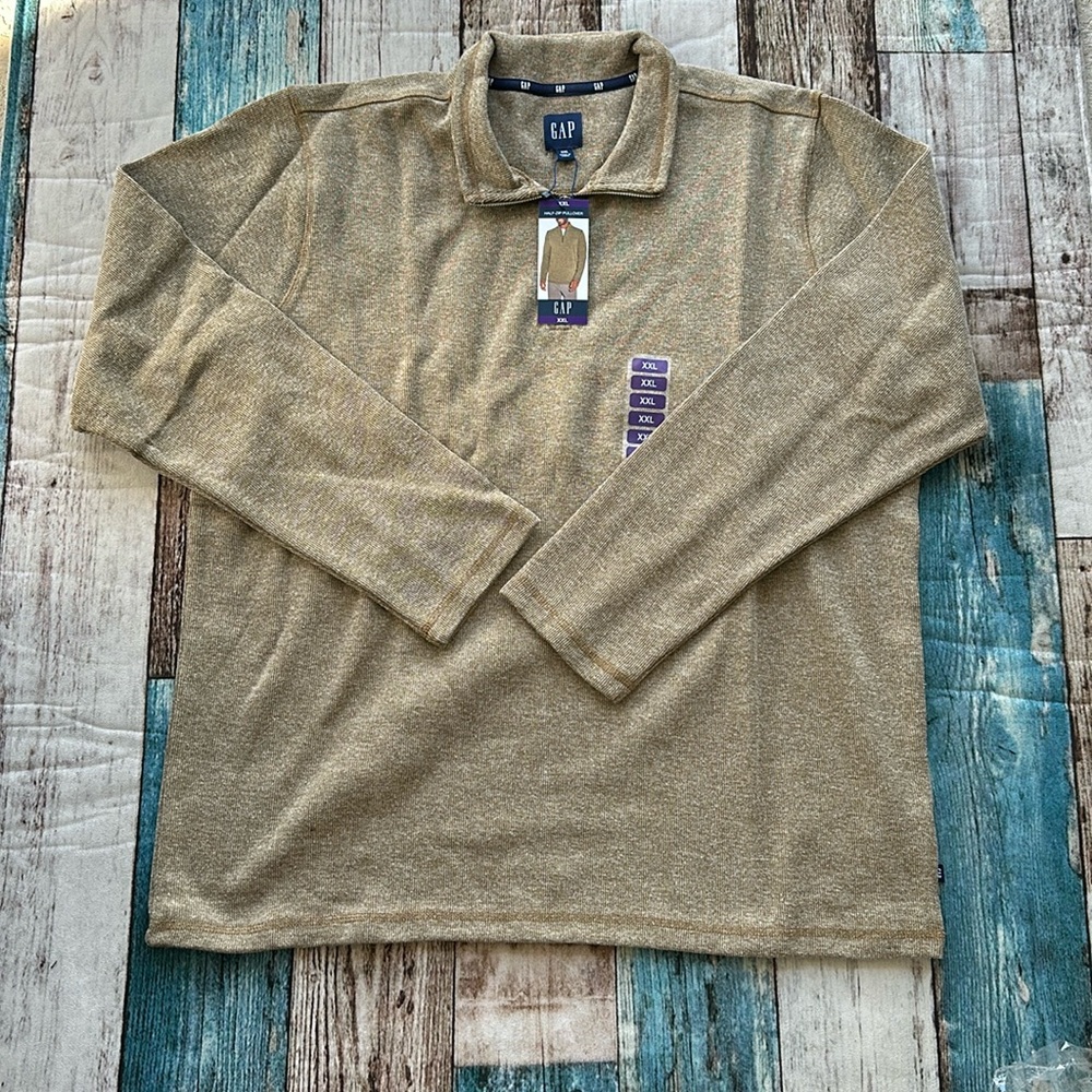 New XXL GAP Mens half zip tan Pullover